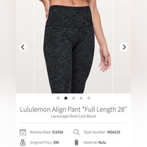Lululemon Align Black LacescapeLeggings